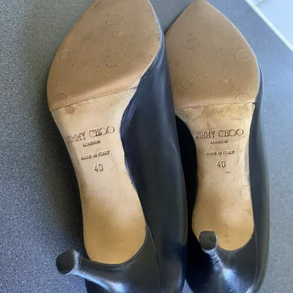 Jimmy Choo Tony 85 Classic Black Leather Pointy Heels - Picture 5 of 14